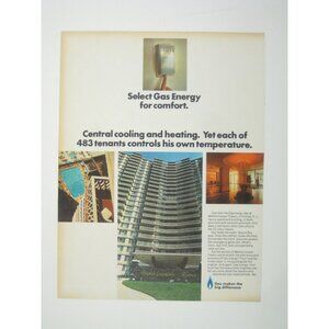 Vintage 1960s American Gas Print Ad Mediterranean Towers Fort Lee New Jersey